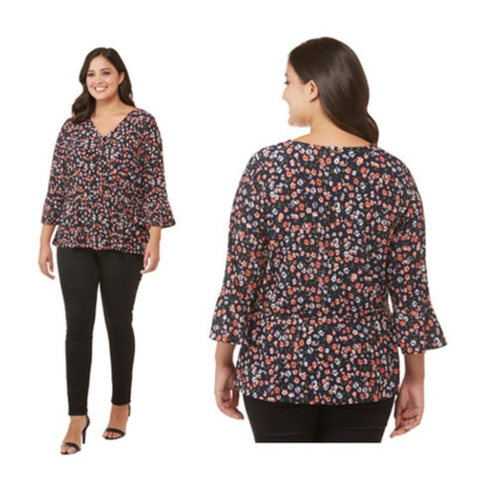 Michael Kors Garden ruffle cuff top - NWT - Picture 2 of 2